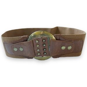 Dress belt faux leather brown
